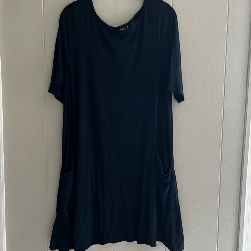 Jones and co large navy blue cotton dress with pockets
